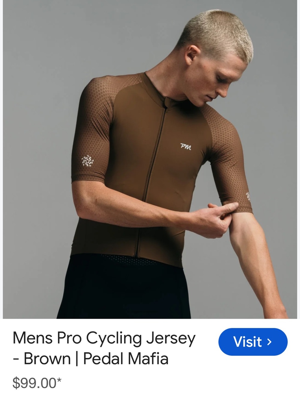 Pedal Mafia Men's Short Sleeve Cycling Jersey — Brown